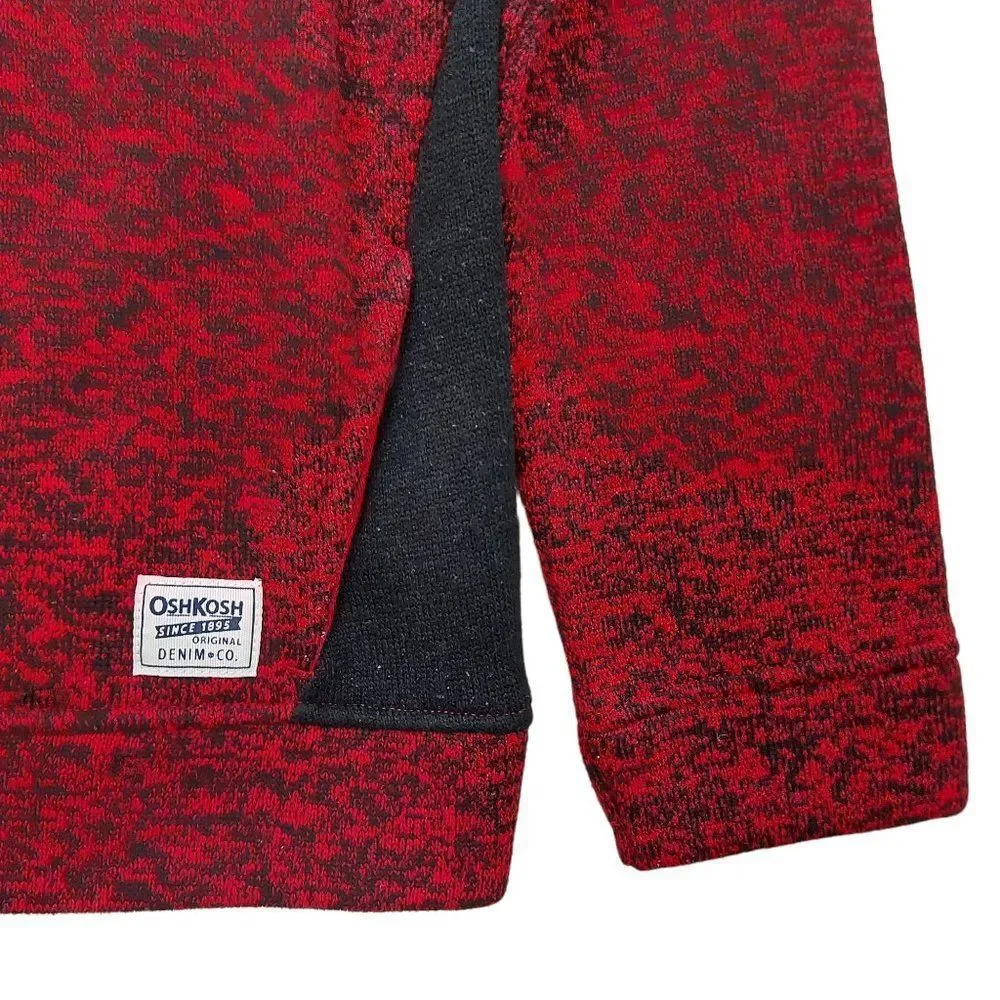 Oshkosh B'gosh Fleece Sweater Boys 14 Red Black 1/4 Zip Lightweight Travel